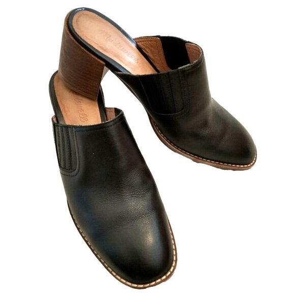 MADEWELL The Carey Mule Black Leather Block Heel Square Toe Womens - Size 8 - Picture 2 of 7